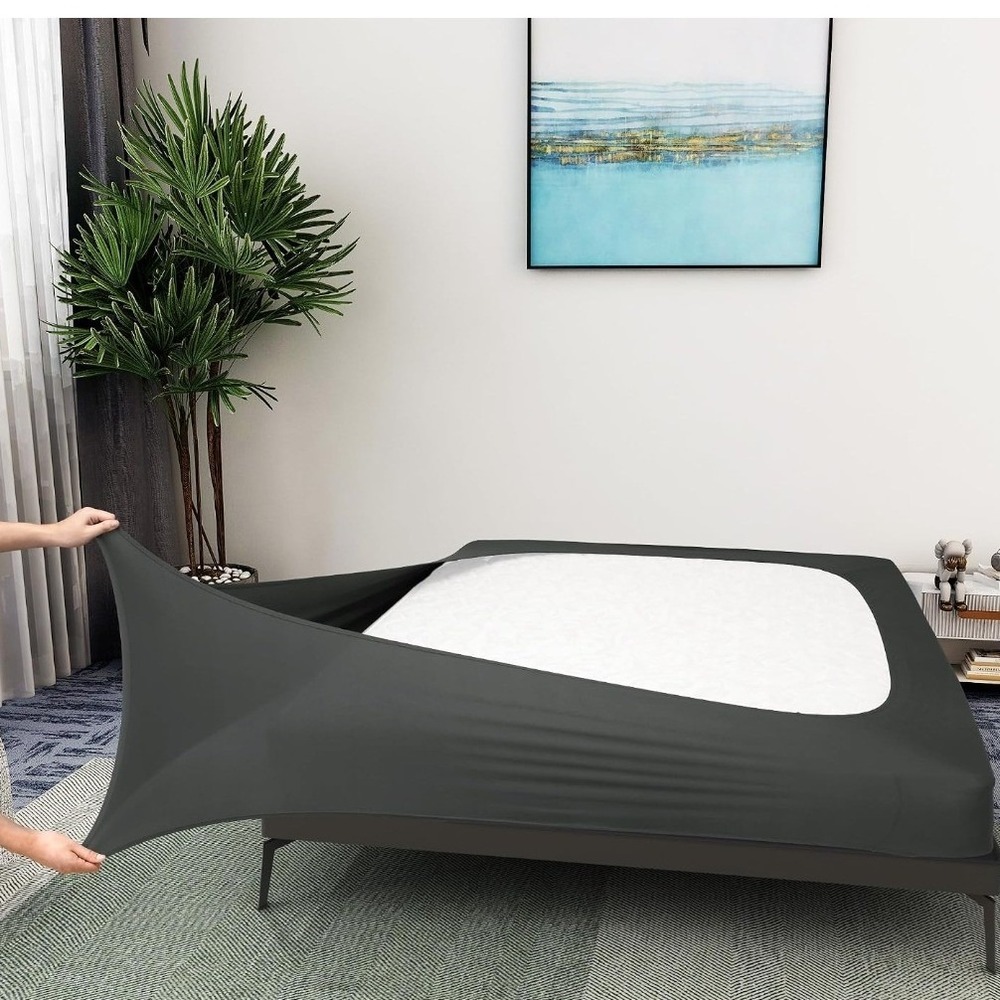 Alyvia Spring Box Spring Cover Twin Gray Stretch Wrap Bed Skirt Dorm NWT